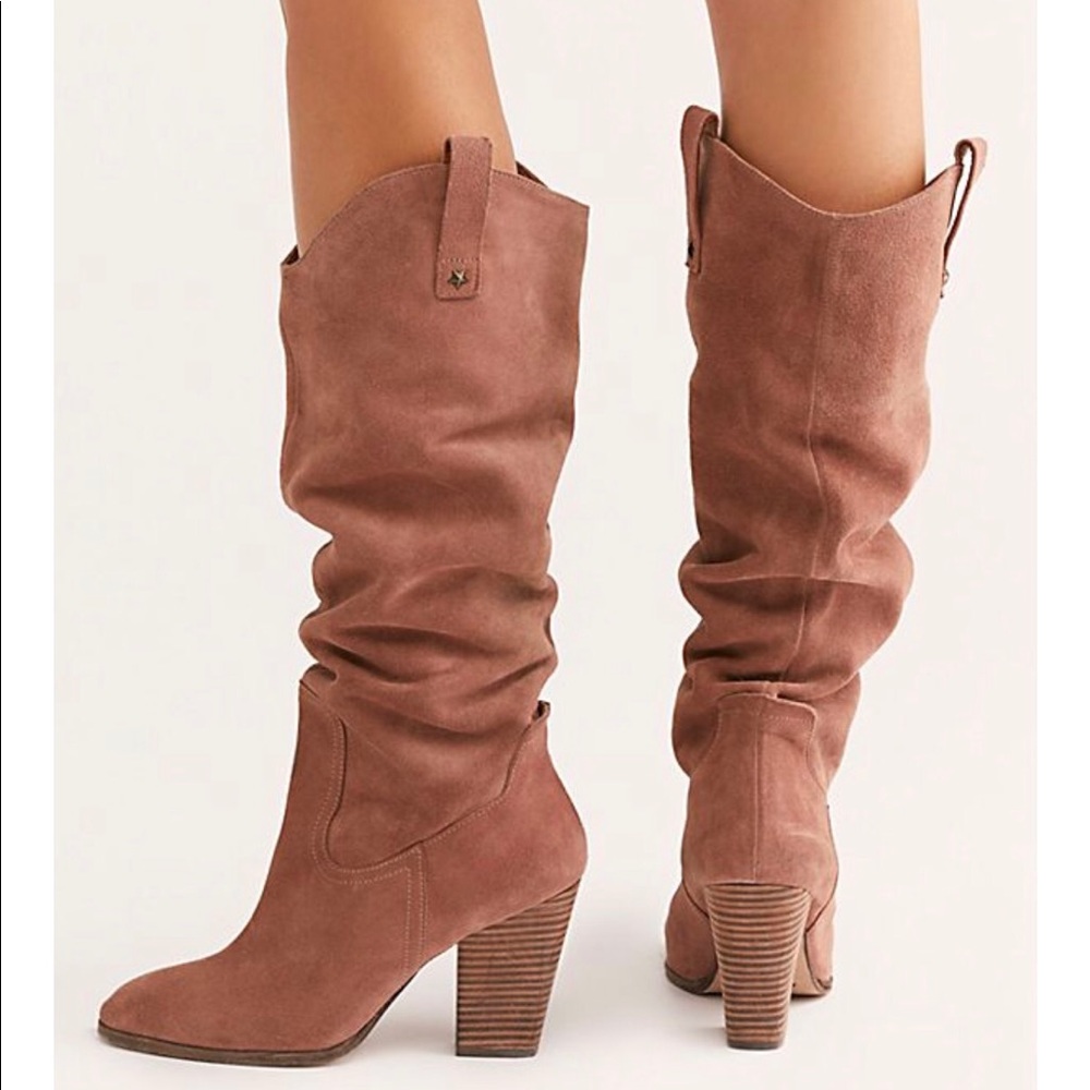 New! Free People slouchy tall heeled cowboy boots - Picture 4 of 8
